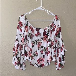 White floral off the shoulder top